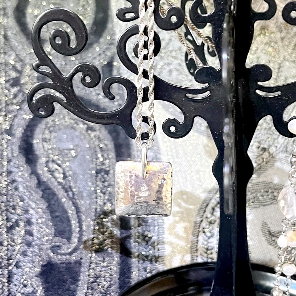 Silpada Vintage Solid Sterling Silver Square Pendant & Thick Heavy Chain - Picture 11 of 11